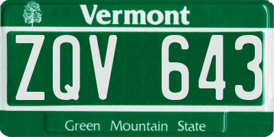 VT license plate ZQV643