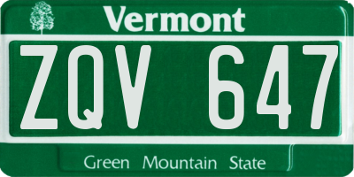 VT license plate ZQV647