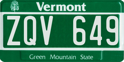 VT license plate ZQV649