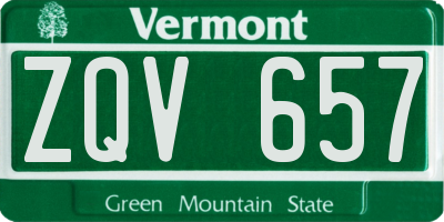VT license plate ZQV657