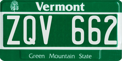VT license plate ZQV662