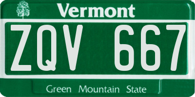 VT license plate ZQV667