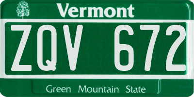 VT license plate ZQV672