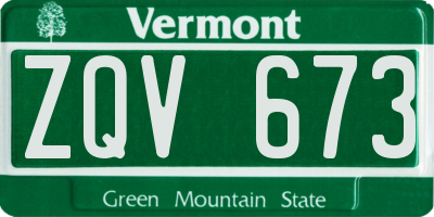VT license plate ZQV673