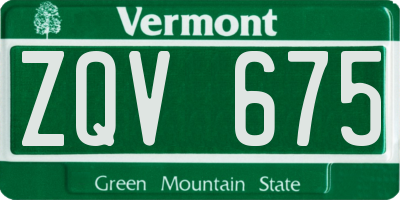 VT license plate ZQV675