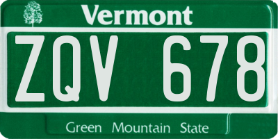 VT license plate ZQV678