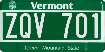 VT license plate ZQV701