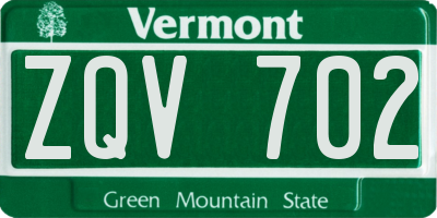 VT license plate ZQV702