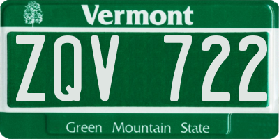 VT license plate ZQV722