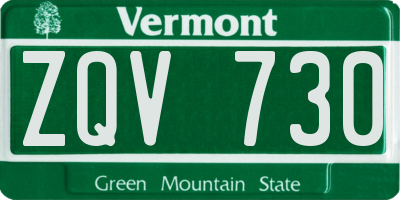 VT license plate ZQV730
