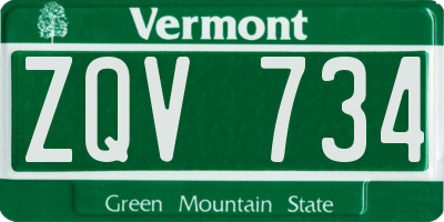 VT license plate ZQV734