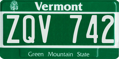 VT license plate ZQV742