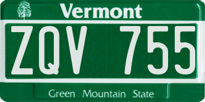 VT license plate ZQV755