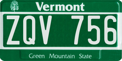 VT license plate ZQV756