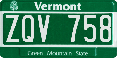 VT license plate ZQV758