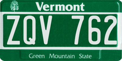 VT license plate ZQV762
