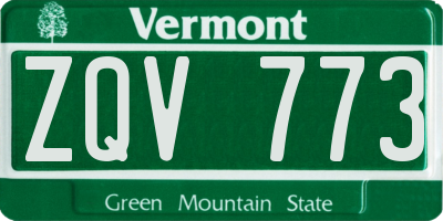 VT license plate ZQV773