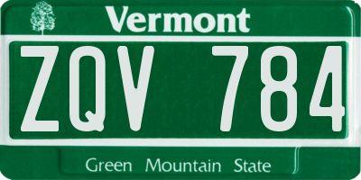 VT license plate ZQV784