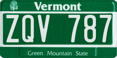 VT license plate ZQV787