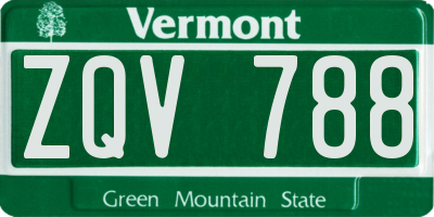 VT license plate ZQV788