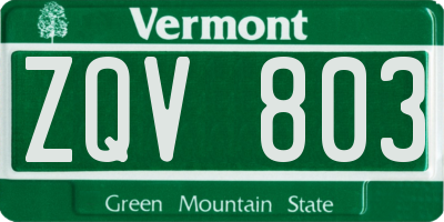 VT license plate ZQV803