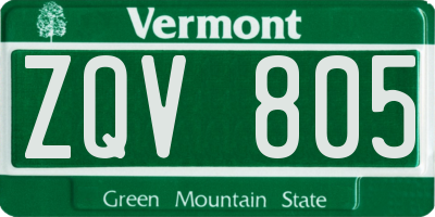 VT license plate ZQV805