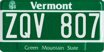 VT license plate ZQV807