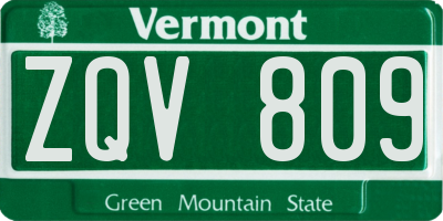 VT license plate ZQV809