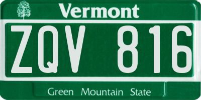 VT license plate ZQV816