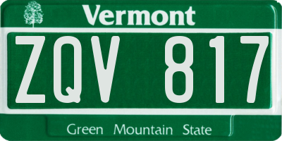VT license plate ZQV817