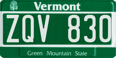 VT license plate ZQV830