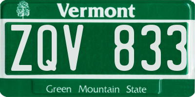 VT license plate ZQV833