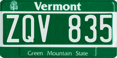 VT license plate ZQV835