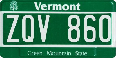 VT license plate ZQV860