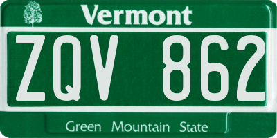 VT license plate ZQV862