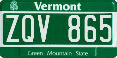 VT license plate ZQV865