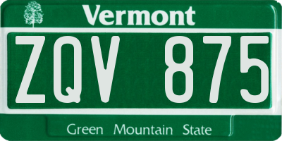 VT license plate ZQV875
