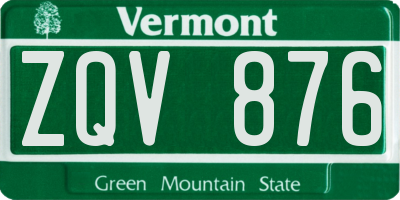 VT license plate ZQV876