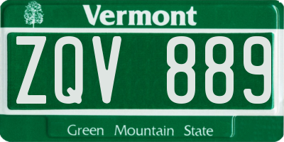 VT license plate ZQV889
