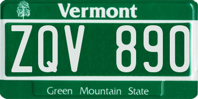 VT license plate ZQV890