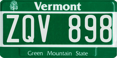 VT license plate ZQV898