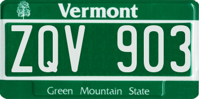 VT license plate ZQV903