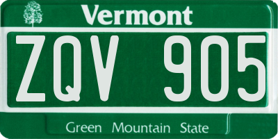 VT license plate ZQV905