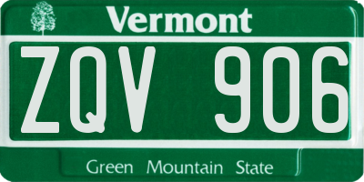 VT license plate ZQV906