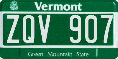 VT license plate ZQV907