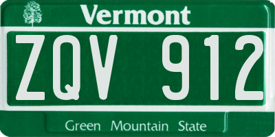 VT license plate ZQV912