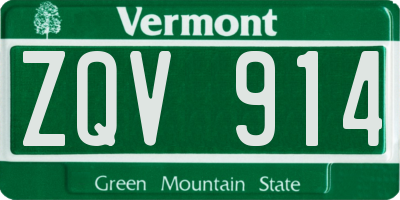 VT license plate ZQV914