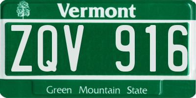 VT license plate ZQV916