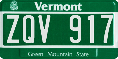VT license plate ZQV917