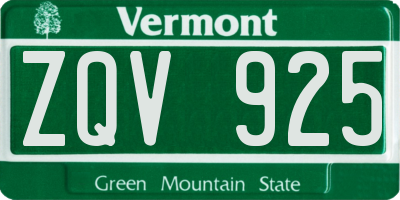 VT license plate ZQV925